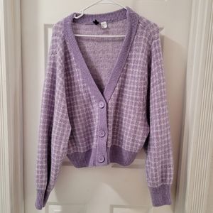Light Purple H&M Jaquard-knit Cardigan